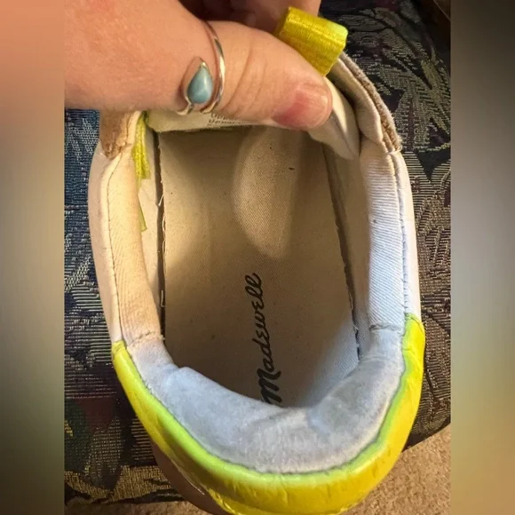 Madewell White and Tan Sneakers with Neon Highlights - Picture 7 of 10
